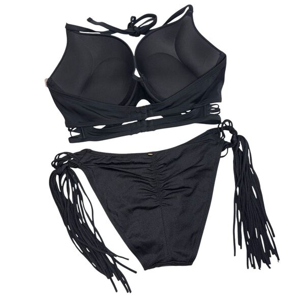 NWT VS‎ BOMBSHELL PUSH UP TOP 36B FRINGE CHEEKY BIKINI BOTTOM SMALL SWIMSUIT SET - Picture 4 of 9